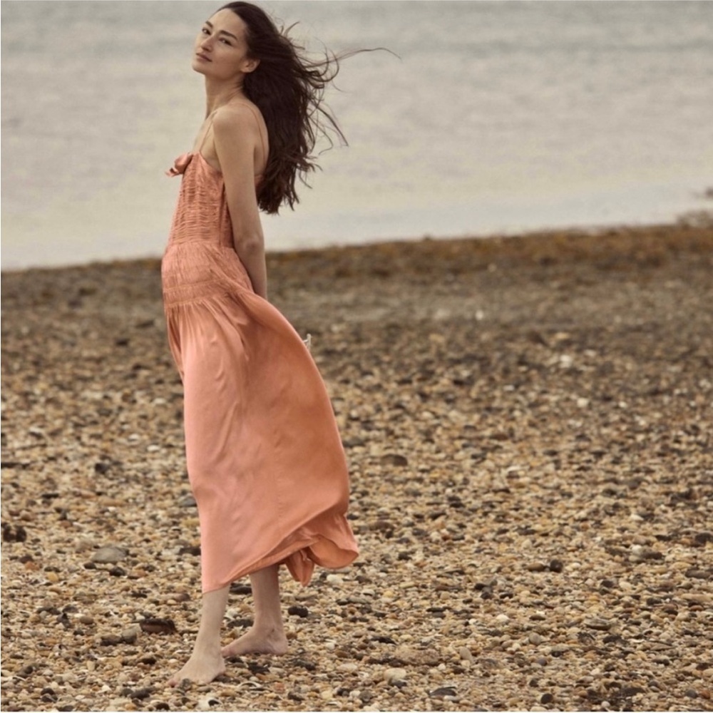 Doen 100% silk dress in papaya NWT - Picture 4 of 9